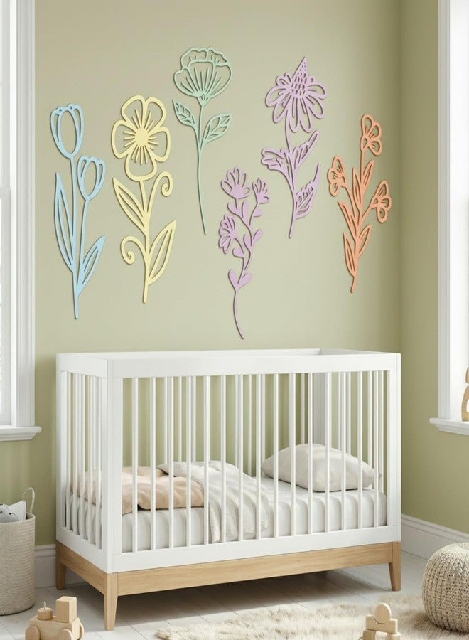 Jowgut 8 Pieces Wood Wildflowers, Colorable Floral Cutouts for Crafts, Wooden Birth Laser Cut Flower Signs Hanging Sculpture for Nursery Wall Decor Bedroom Living Room DIY Gifts Memorial - Image 5