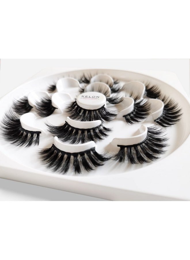 KELON - Lashes 7 Pairs Faux Fluffy Wispy False Eyelashes Thick Volume Fake Eyelashes Natural Soft Extension Eyelashes Makeup Handmade Pack Lashes No Glue (M5) - Image 1