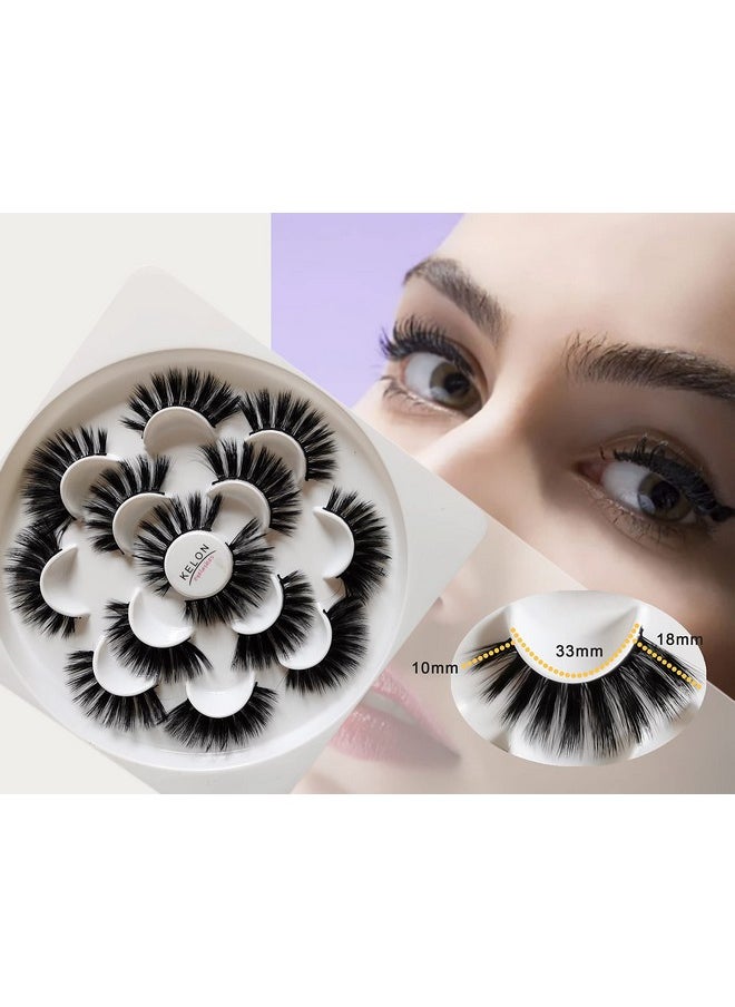 KELON - Lashes 7 Pairs Faux Fluffy Wispy False Eyelashes Thick Volume Fake Eyelashes Natural Soft Extension Eyelashes Makeup Handmade Pack Lashes No Glue (M5) - Image 1