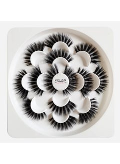Lashes 7 Pairs Faux Fluffy Wispy False Eyelashes Thick Volume Fake Eyelashes Natural Soft Extension Eyelashes Makeup Handmade Pack Lashes No Glue (M5)