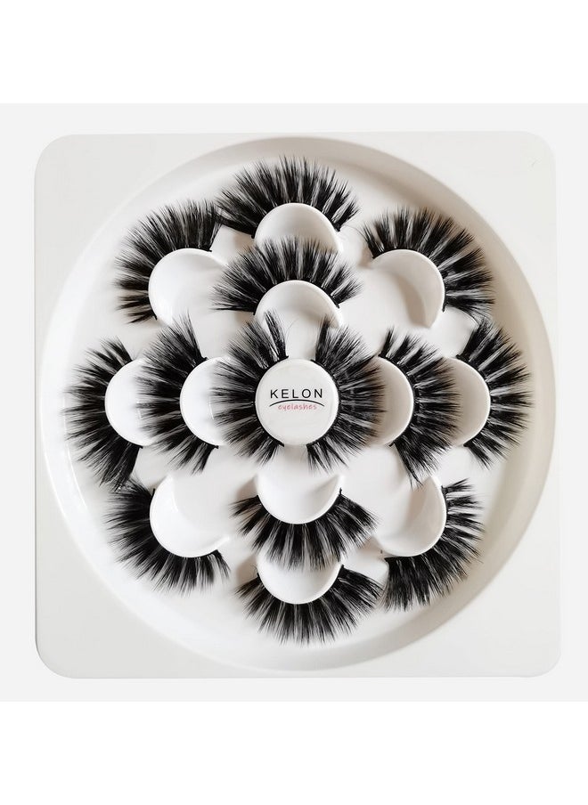 KELON - Lashes 7 Pairs Faux Fluffy Wispy False Eyelashes Thick Volume Fake Eyelashes Natural Soft Extension Eyelashes Makeup Handmade Pack Lashes No Glue (M5) - Image 1