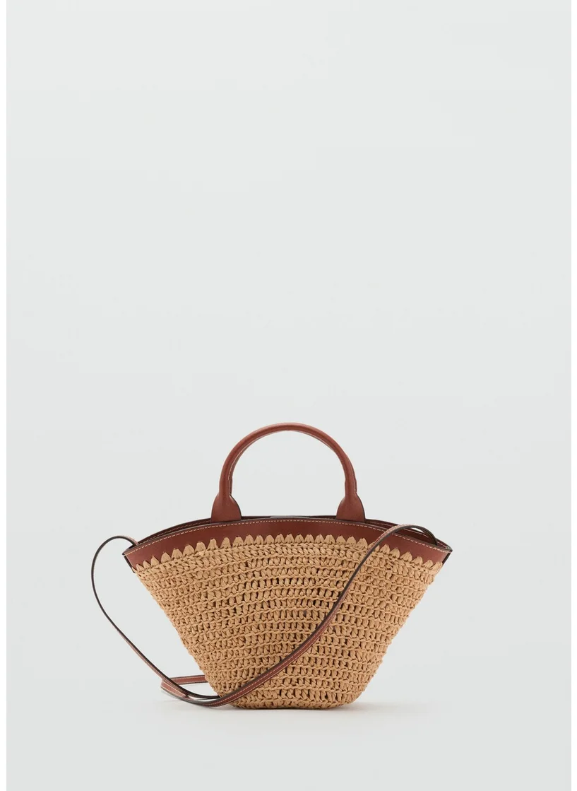 مانجو Small Double-Handle Natural Fibre Bag