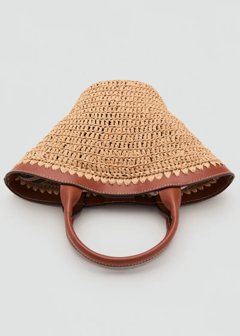 MANGO Small Double-Handle Natural Fibre Bag
