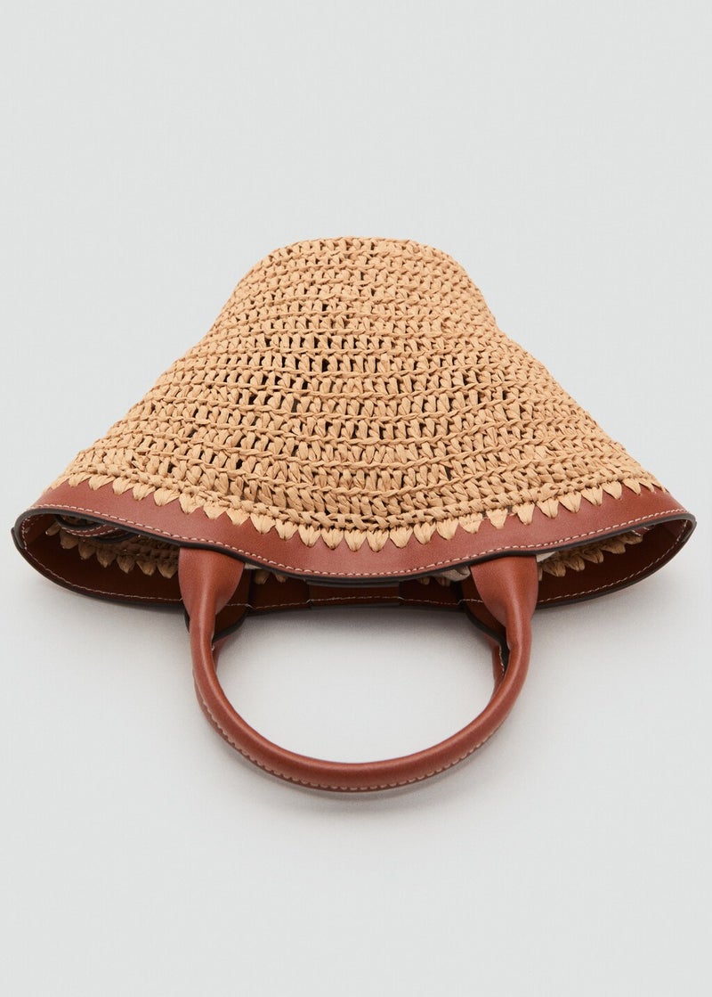MANGO Small Double-Handle Natural Fibre Bag  - Image 3