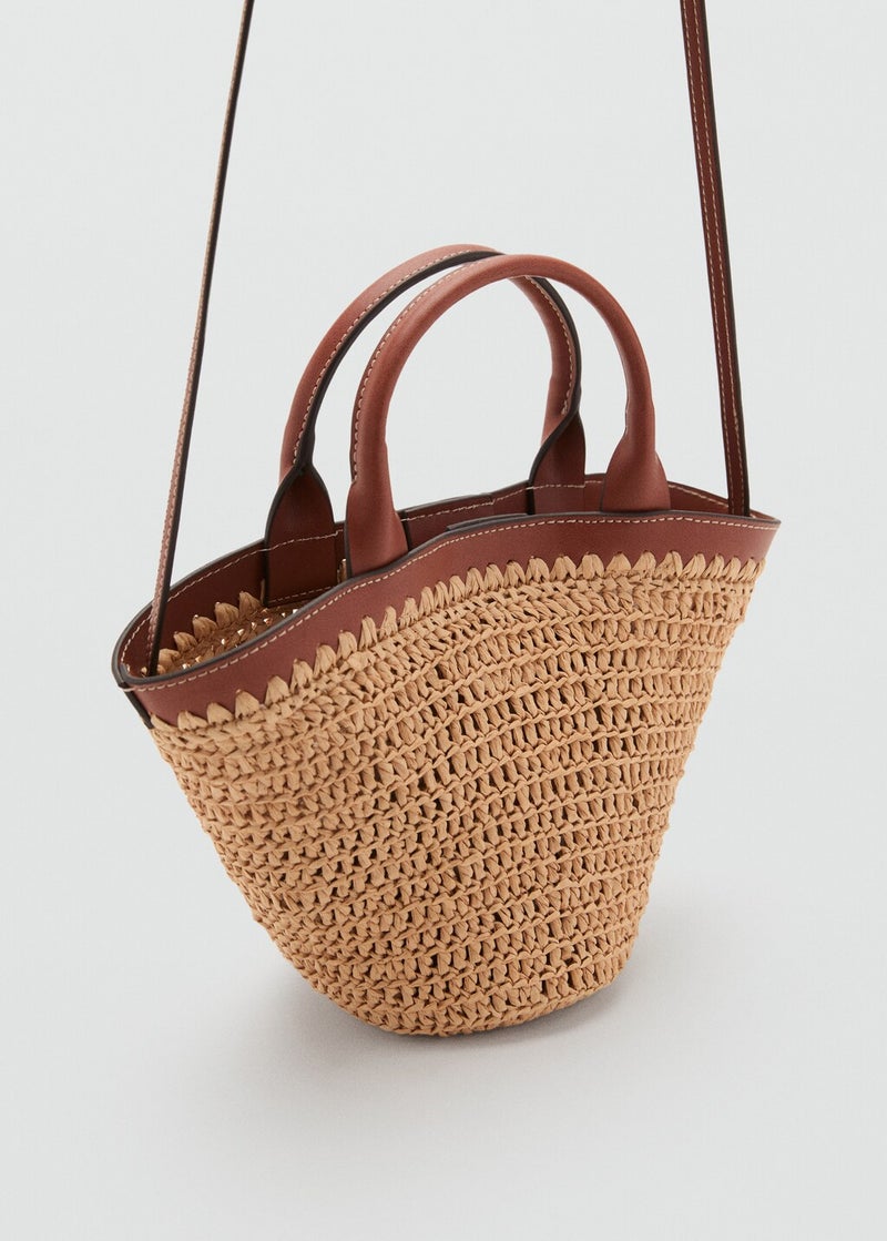 MANGO Small Double-Handle Natural Fibre Bag  - Image 2