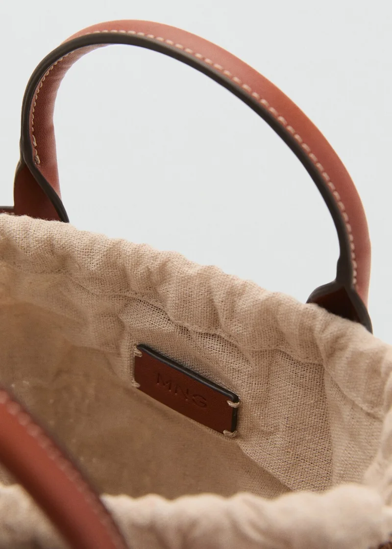 MANGO Small Double-Handle Natural Fibre Bag