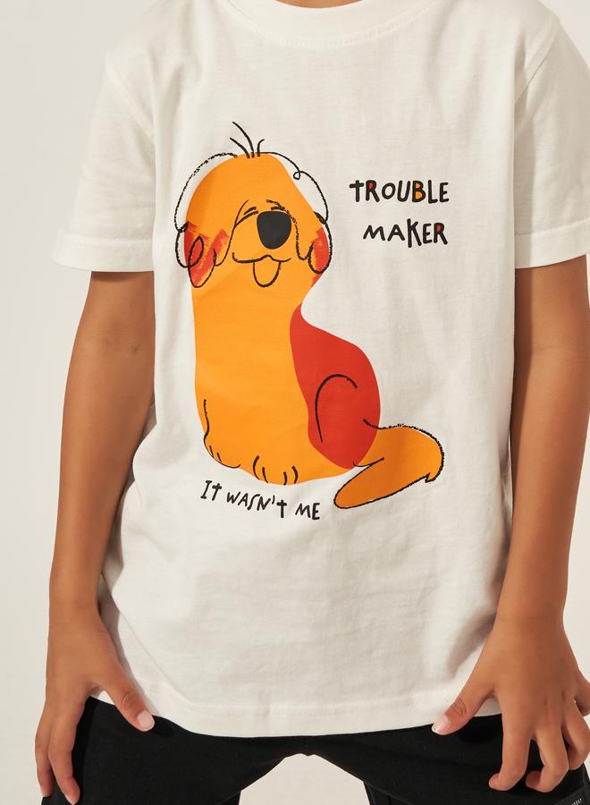 ستايلي تيشيرت ستايلي قصير بأكمام قصيرة وطبعة جرافيك - Image 3