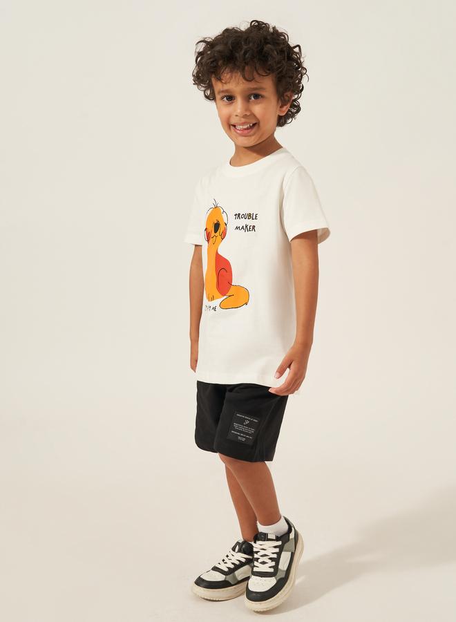 ستايلي تيشيرت ستايلي قصير بأكمام قصيرة وطبعة جرافيك - Image 2