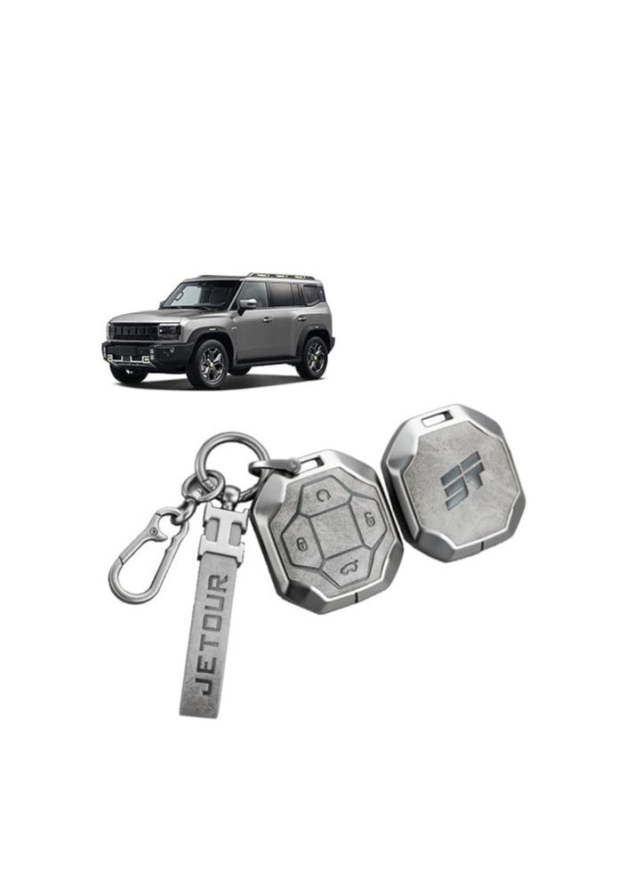 Generic Jetour Traveler T2 Metal Key Cover Full Protection Stylish Key Ring Perfect for Car Keys Durable & Elegant Design  - Image 1