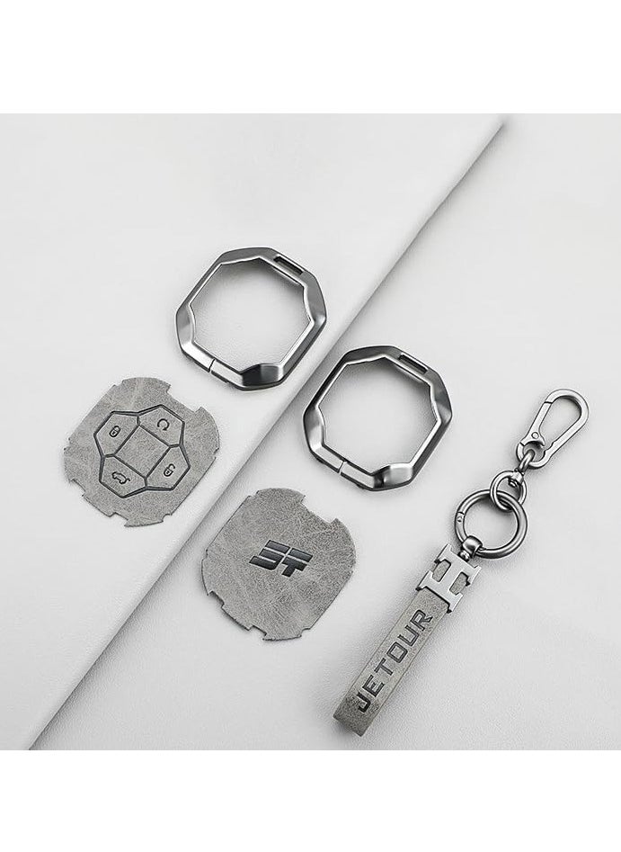 Generic Jetour Traveler T2 Metal Key Cover Full Protection Stylish Key Ring Perfect for Car Keys Durable & Elegant Design  - Image 2
