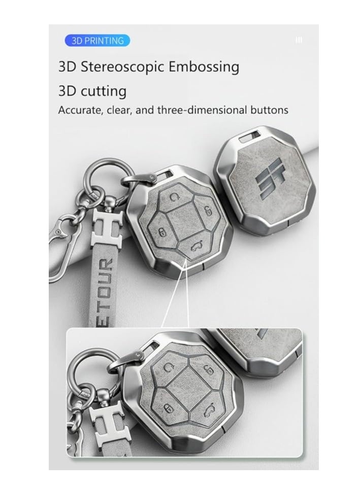 Generic Jetour Traveler T2 Metal Key Cover Full Protection Stylish Key Ring Perfect for Car Keys Durable & Elegant Design  - Image 3