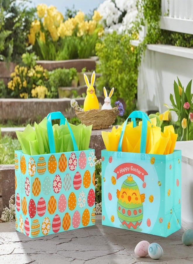 STYPOP 2 Pack 13" Large Easter Gift Bags with Tissue Paper, Reusable Non-Woven Easter Bags with Handles for Kids Egg Hunts/Party Favor Supplies, 12.8"*10.2"*6.3" - Image 5