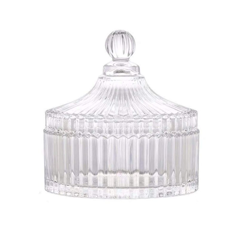 SYBL 280ML/10Oz Candy Dishes Crystal Glass Candy Box with Lid Decorative Covered Food Storage Organization Sugar Bowl Cookie Jar Biscuit Jar Seasoning Jar for Home Kitchen(Clear) - Image 1