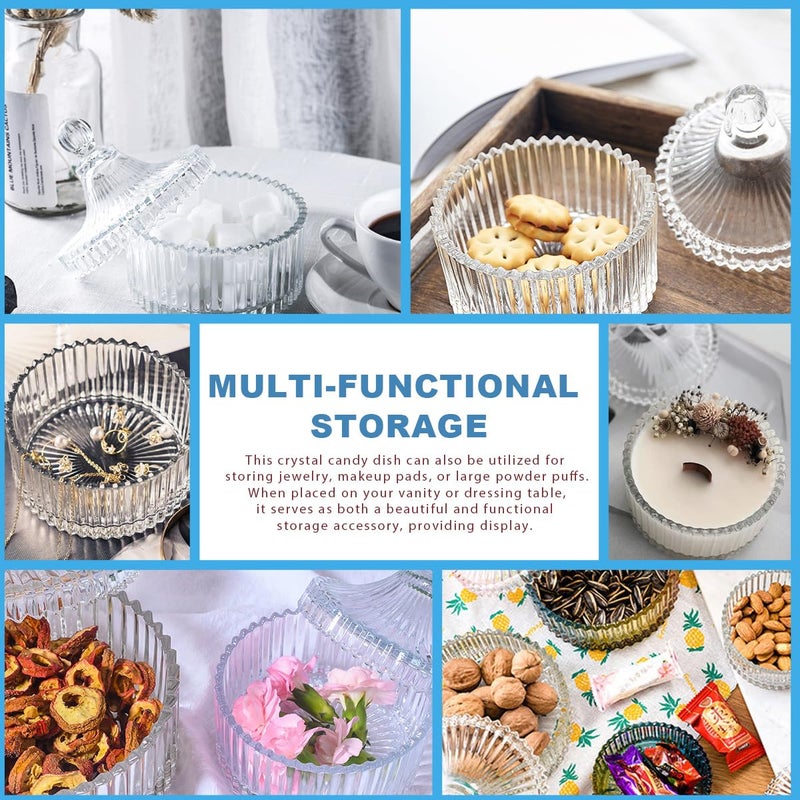 SYBL 280ML/10Oz Candy Dishes Crystal Glass Candy Box with Lid Decorative Covered Food Storage Organization Sugar Bowl Cookie Jar Biscuit Jar Seasoning Jar for Home Kitchen(Clear) - Image 4