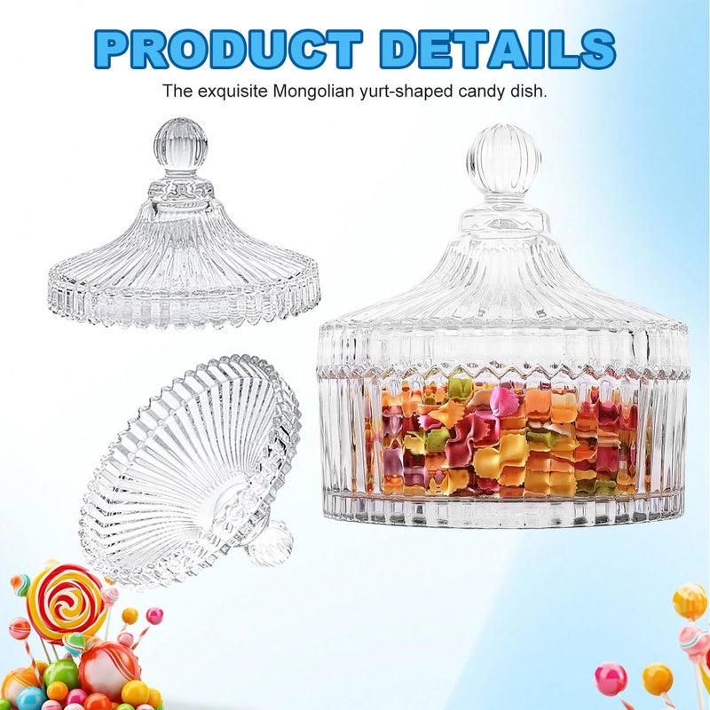 SYBL 280ML/10Oz Candy Dishes Crystal Glass Candy Box with Lid Decorative Covered Food Storage Organization Sugar Bowl Cookie Jar Biscuit Jar Seasoning Jar for Home Kitchen(Clear) - Image 3