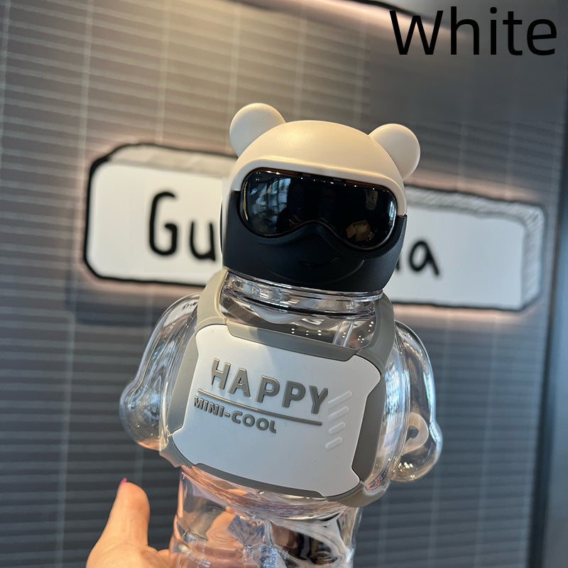 Internet Celebrity New Trendy Cool Bear Cartoon Figure Plastic Cup Water Cup Large Capacity Fashionable Kidsren's Straw Cup Student Water Cup(Purple, 800ML) - Image 5