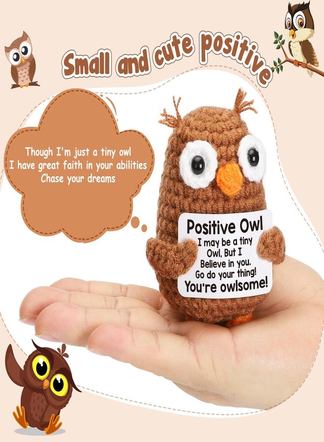 Hweijm Positive Crochet Owl Birthday Gifts for Women, Valentines Emotional Inspirational Support Gifts for Her Friend Mom Coworkers Teacher, Encouragement New Job Gift Funny Handmade Crochet Owl Desk Decor - Image 2