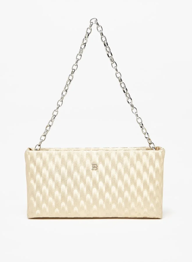 Flora Bella By Shoexpress Textured Shoulder Bag with Detachable Chain Strap