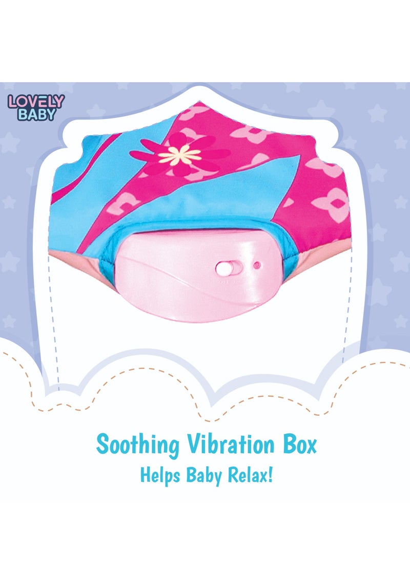 Lovely Baby - Lovely Baby Bouncer Rocker LB 6790 – Baby Seat w/ Gentle Vibration, Adjustable Toy Bar - Pink - Image 1
