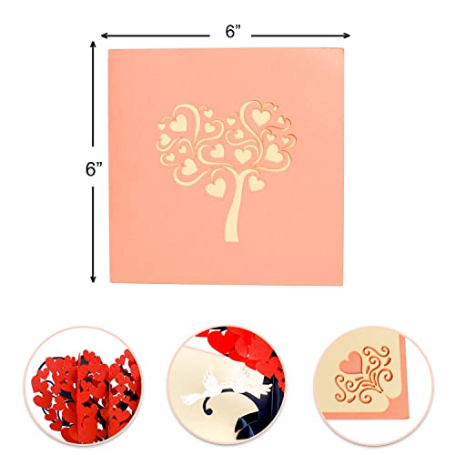 CUTE POPUP Heart Tree and Love Birds Anniversary pop up card for him, her on Valentine, Birthday, Wedding or any occasion - Image 4