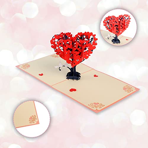 CUTE POPUP Heart Tree and Love Birds Anniversary pop up card for him, her on Valentine, Birthday, Wedding or any occasion - Image 2