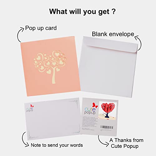 CUTE POPUP Heart Tree and Love Birds Anniversary pop up card for him, her on Valentine, Birthday, Wedding or any occasion - Image 5