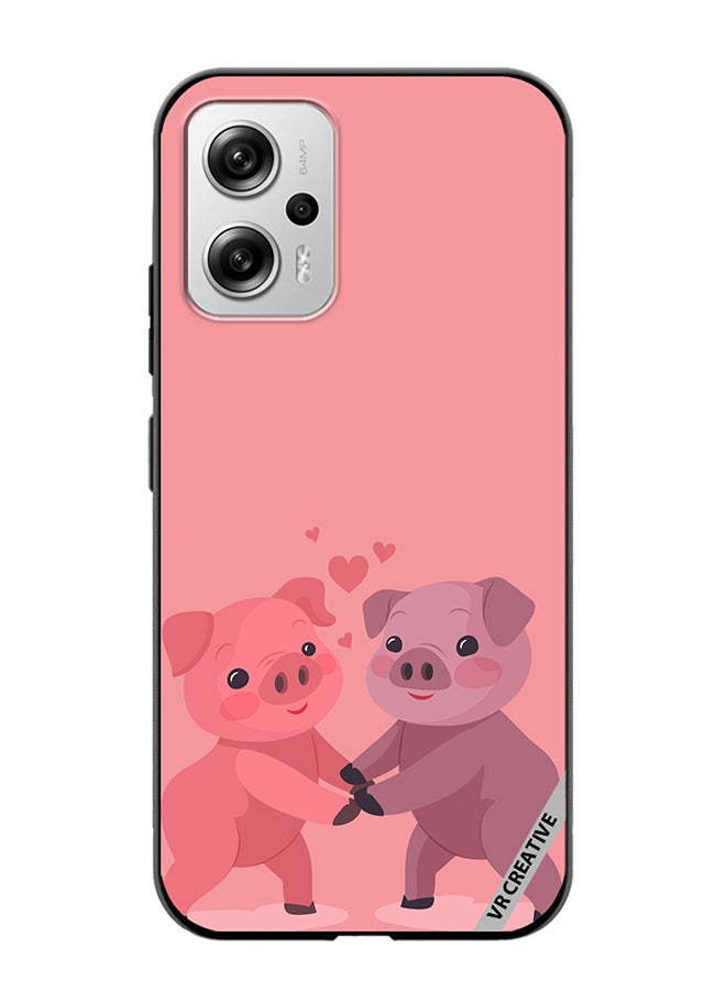 VR CREATIVE Protective Case Cover For Xiaomi Redmi Note 11T Pro Love Pig Design Multicolour