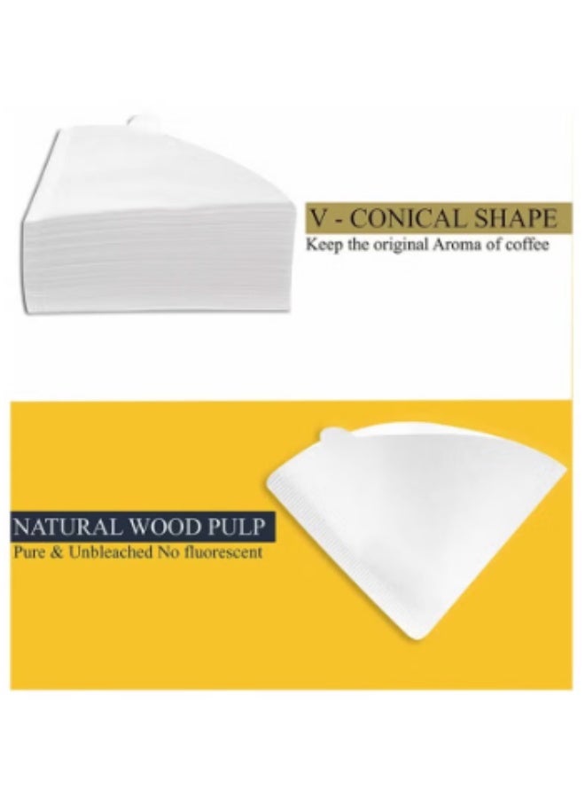 100 Piece Coffee Paper Filter V60 Size 01 White  - Image 4