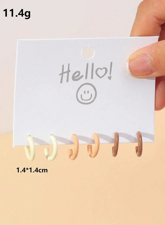 تايك تو طقم أقراط دائرية من قطعتين بثلاث أزواج