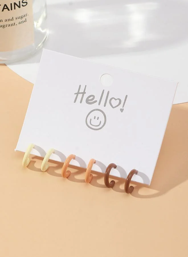 تايك تو طقم أقراط دائرية من قطعتين بثلاث أزواج