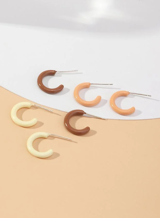 تايك تو طقم أقراط دائرية من قطعتين بثلاث أزواج