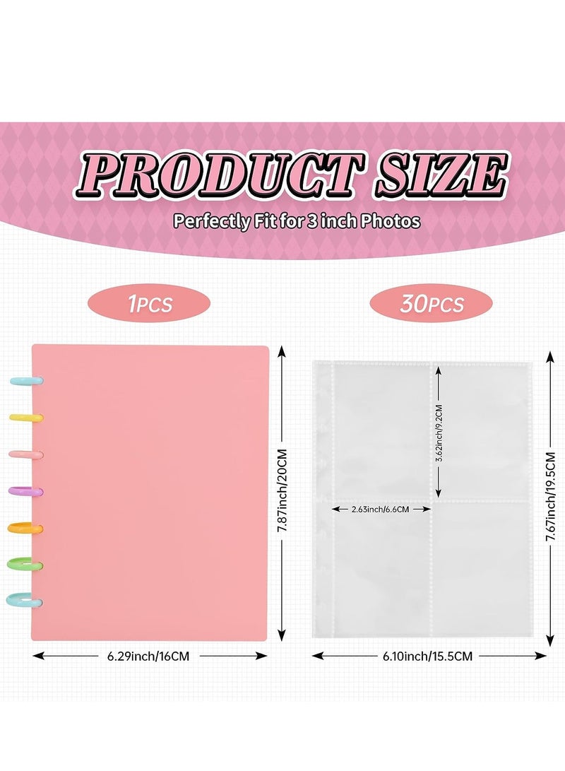 SYOSI Kpop Photocard Binder 3 بوصة حامل بطاقات الصور وأكمام الكتب مع 30 قطعة من الصفحات الداخلية A5 Idol Business Card مجموعة 2×3 ألبوم صور بولارويد  - Image 5