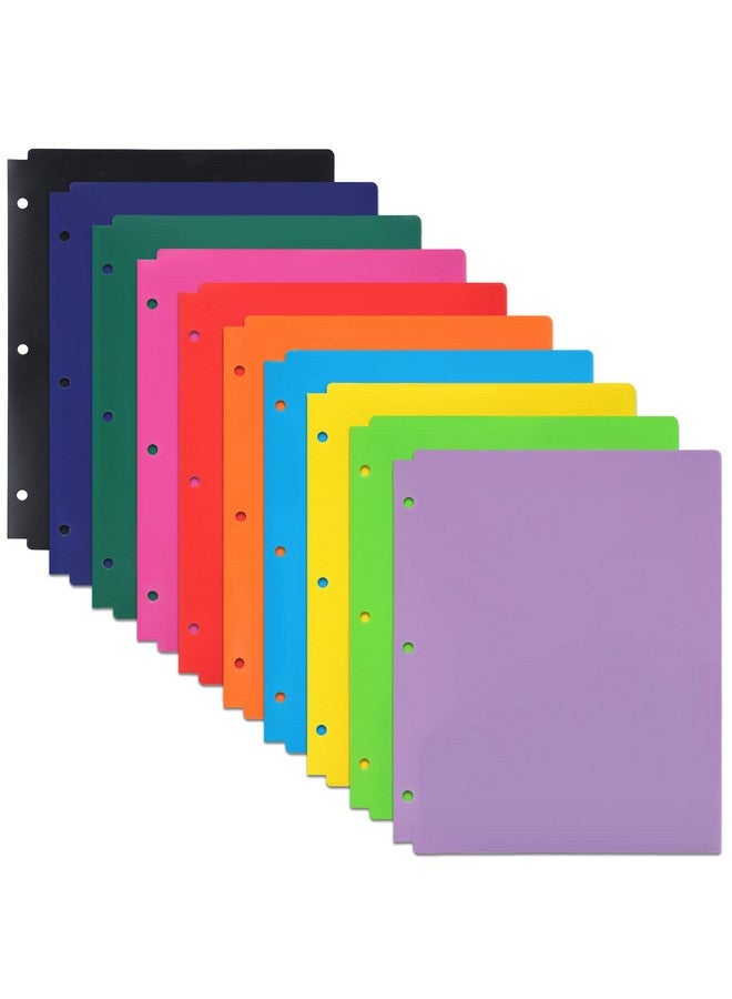 EOOUT 10Pcs Colord File Folders Binder Folders Plastic Folders With Pocket And 2 Business Card Slot 3 Hole Punch Poly Folders Fits In 3 Ring Binder For School Office  - Image 1