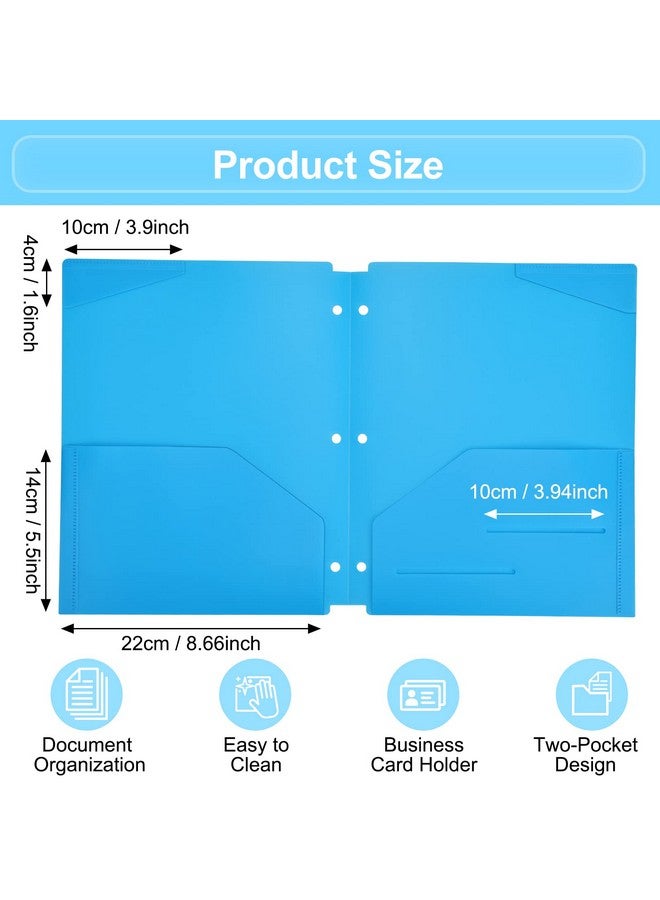 EOOUT 10Pcs Colord File Folders Binder Folders Plastic Folders With Pocket And 2 Business Card Slot 3 Hole Punch Poly Folders Fits In 3 Ring Binder For School Office  - Image 2