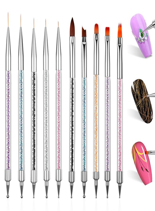Molain 10PCS Nail Art Brushes Set, Double-Ended Nail Design Tools with Liner Brush & Dotting Pens Professional Nail Painting Kit for DIY Home Salon - Image 1