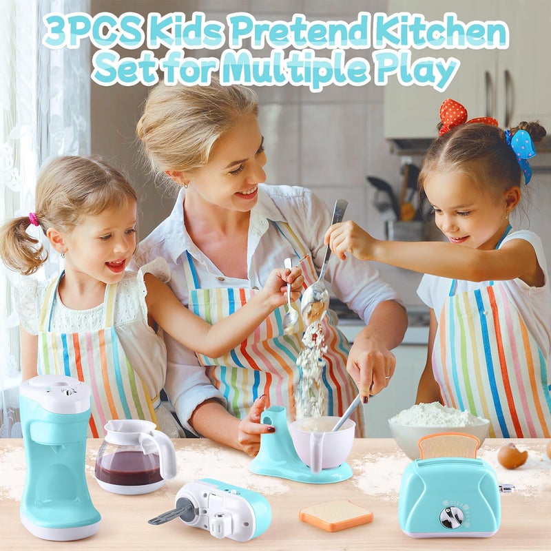 PLAY Kitchen Appliances Toys Kids Play Kitchen Accessories Set Pretend Kitchen Toys for Kids Ages 48 Coffee Maker Mixer Toaster with Realistic Lights  Sounds Gift for Girls Ages 3 - Image 3