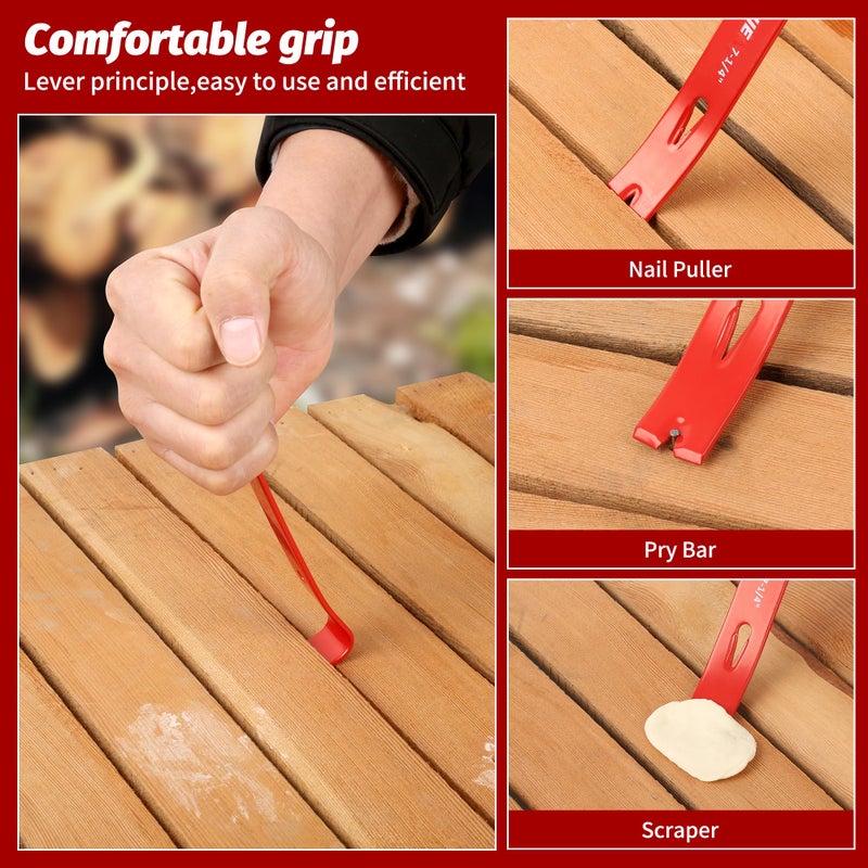 TOOLEAGUE 3Pcs Mini Flat Pry Bar Set,5-1/4",7-1/4"Small CrowBar,9-1/4" Beekeeper Scraper with Nail Puller,Woodworking Tools,Bee Hive Tool - Image 5