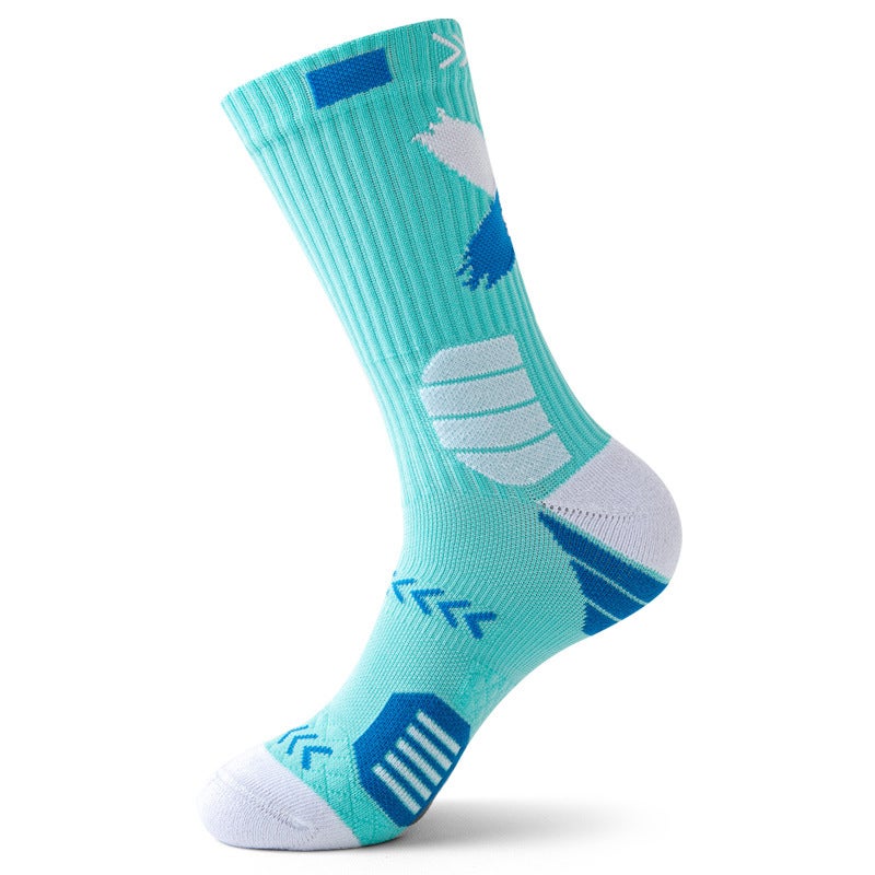 Generic Mens Cushioned Basketball Socks Mid-Calf Non-Slip L03-08 mint green