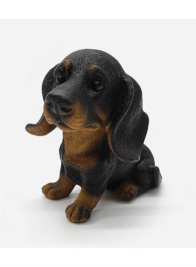 أي كي دي سي تمثال كلب صغير من مادة البولي ريزين من AKDC - قطعة ديكور سوداء عصرية للمكتب والرفوف والعرض، 5 سم