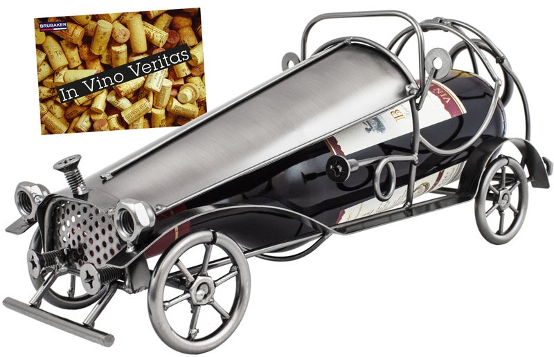 BRUBAKER BRUBAKER Wine Bottle Holder Classic Car  Metal Sculpture  Wine Rack Decor  Tabletop  with Greeting Card