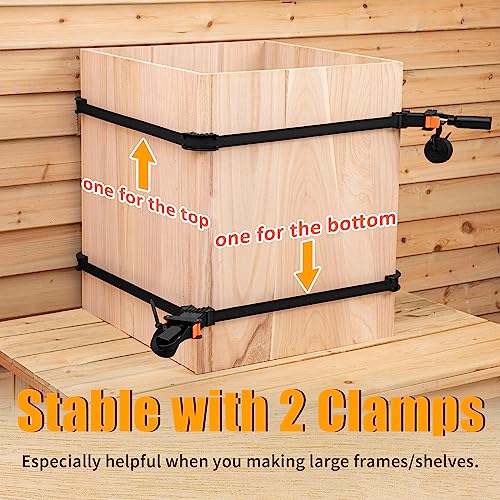 Feekoon 2 Packs 13 FT Belt Band Strap Clamps for Woodworking, Quick Release Band Clamps with 4 Corner Claws, Thick and Sturdy Belt Clamp, Adjustable Picture Frame Clamp Tool - Image 2