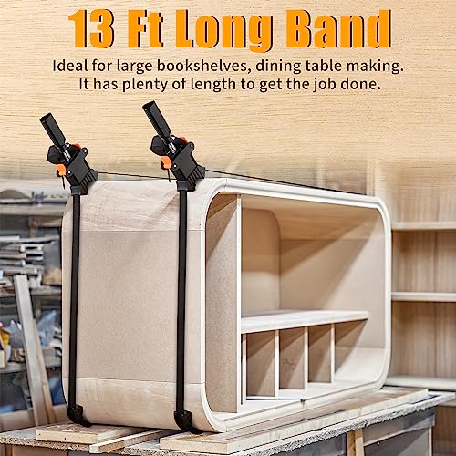 Feekoon 2 Packs 13 FT Belt Band Strap Clamps for Woodworking, Quick Release Band Clamps with 4 Corner Claws, Thick and Sturdy Belt Clamp, Adjustable Picture Frame Clamp Tool - Image 3
