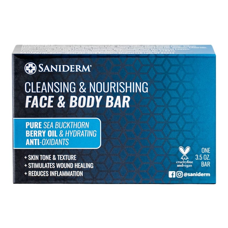 Saniderm Face  Body Bar Cleansing Soap with Citrus Scent 1 Bar  Hydrates and Heals Tattoos With Nourishing Sea Buckthorn Oil  Omega 7