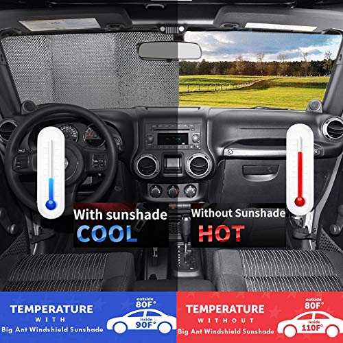 BIGANT Big Ant Fabric Windshield Sunshade for Car Foldable UV Ray Reflector Auto Front Window Sun Shade Visor Shield Cover, Keeps Vehicle Cool - Blue (55" x 27.5") - Image 4