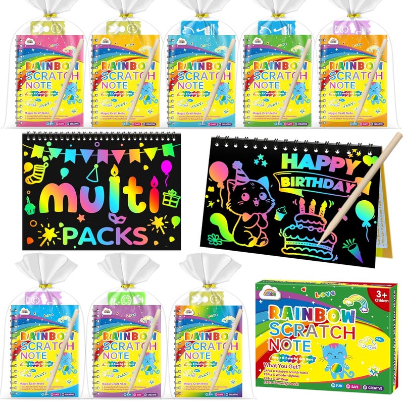 ZMLM Scratch Art Party Favors: Birthday Gifts Goodie Bags Stuffers Rainbow Scratch Paper Craft Notebooks for Kids 4-8 Classroom Prize Students End School Supplies Toy Girls Boys Return Gift (16) - Image 1