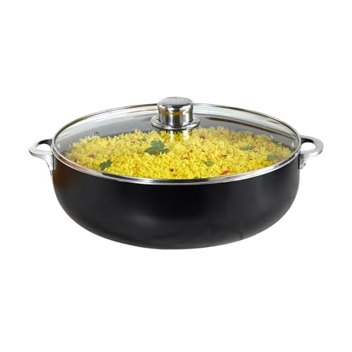 IMUSA 69Qt BistroCera Aluminum Speckled Black Ceramic Caldero with Glass Lid Nonstick Dutch Oven Pot for Rice Family Meals and Traditional Cooking Black - Image 1