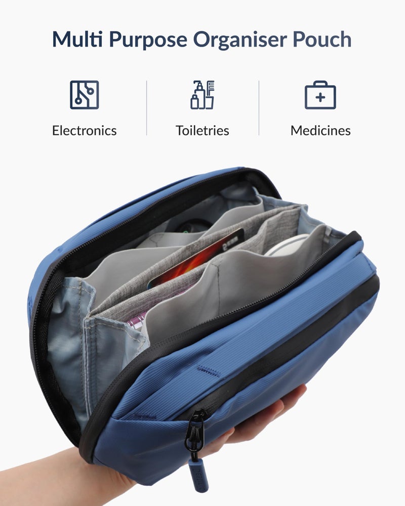 Destinio Nylon Tech Organizer Pouch- Waterproof Padded Electronic Gadget Bag for USB Cable,Travel Adapter, Laptop Mobile Charger, Power Bank, Ear Phones,Hard Disk, Digital Accessories Organiser(Blue) - Image 5