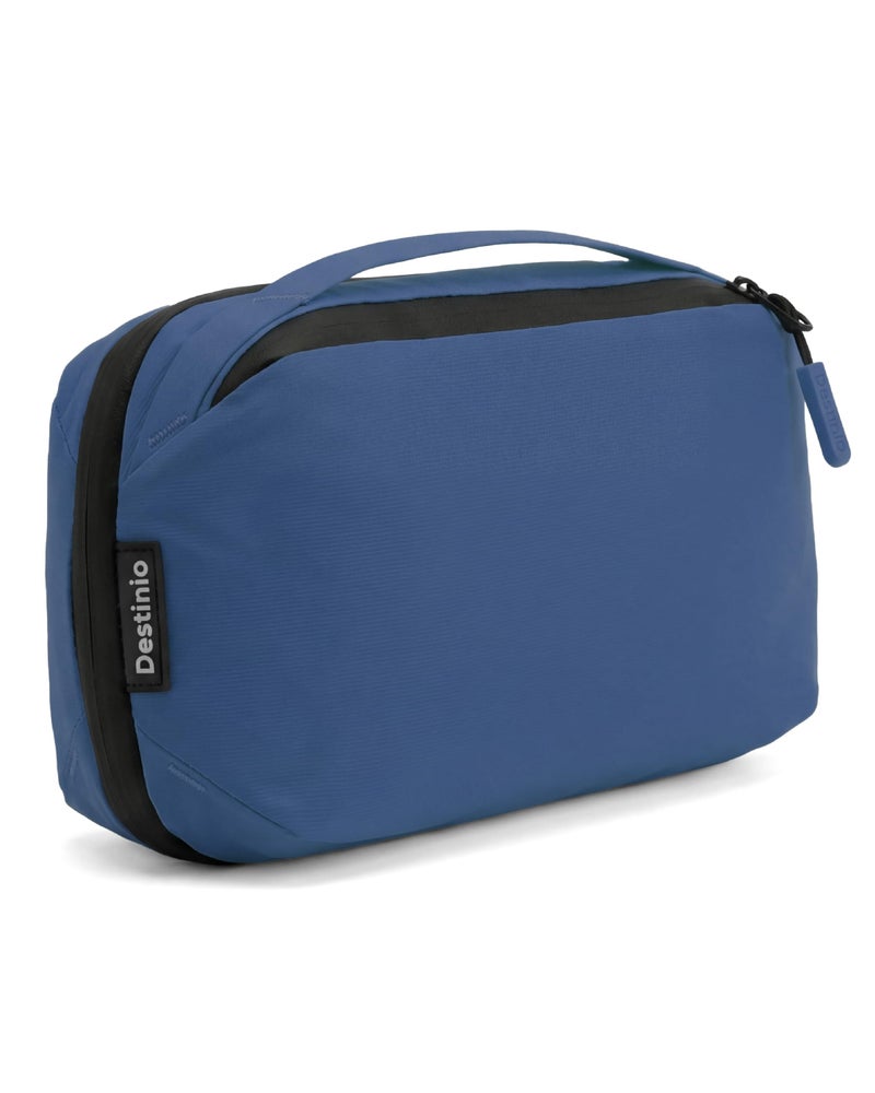 Destinio Nylon Tech Organizer Pouch- Waterproof Padded Electronic Gadget Bag for USB Cable,Travel Adapter, Laptop Mobile Charger, Power Bank, Ear Phones,Hard Disk, Digital Accessories Organiser(Blue) - Image 1