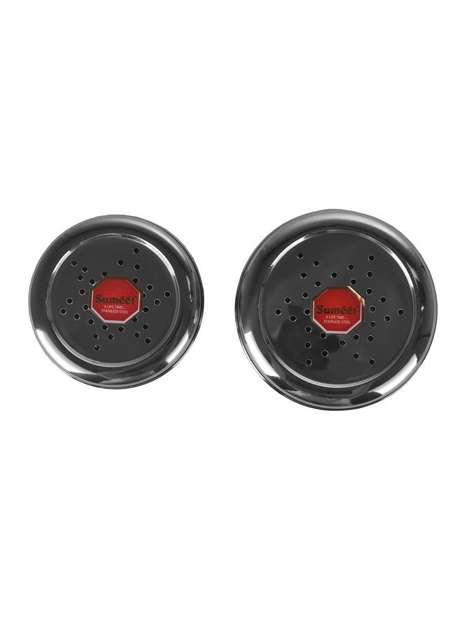 Sumeet Stainless Steel Hole Puri Dabbas/Sprout Maker/Flat Canisters With Air Ventilation Size No.7-11 Cm Dia & No. 8-12.5 Cm Dia, Blue-Violet - Image 5