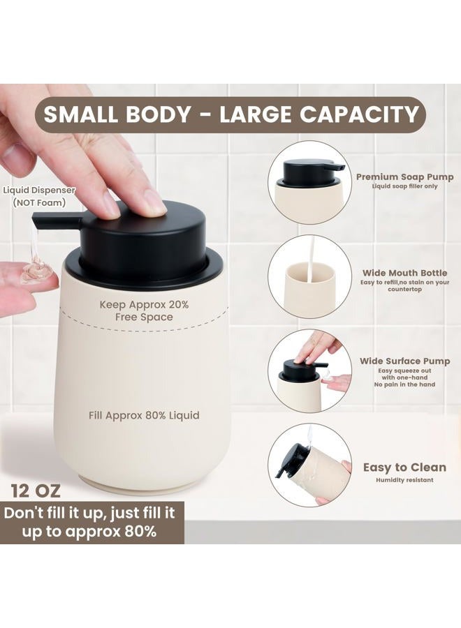 Deobath Bathroom Accessories Set,4 Piece Bathroom Accessory Set Includes Toothbrush Holder,Liquid Soap Dispenser,Qtip Holder & Vanity Tray,Bathroom Organizer for Modern Bathrooms - Beige - Image 3